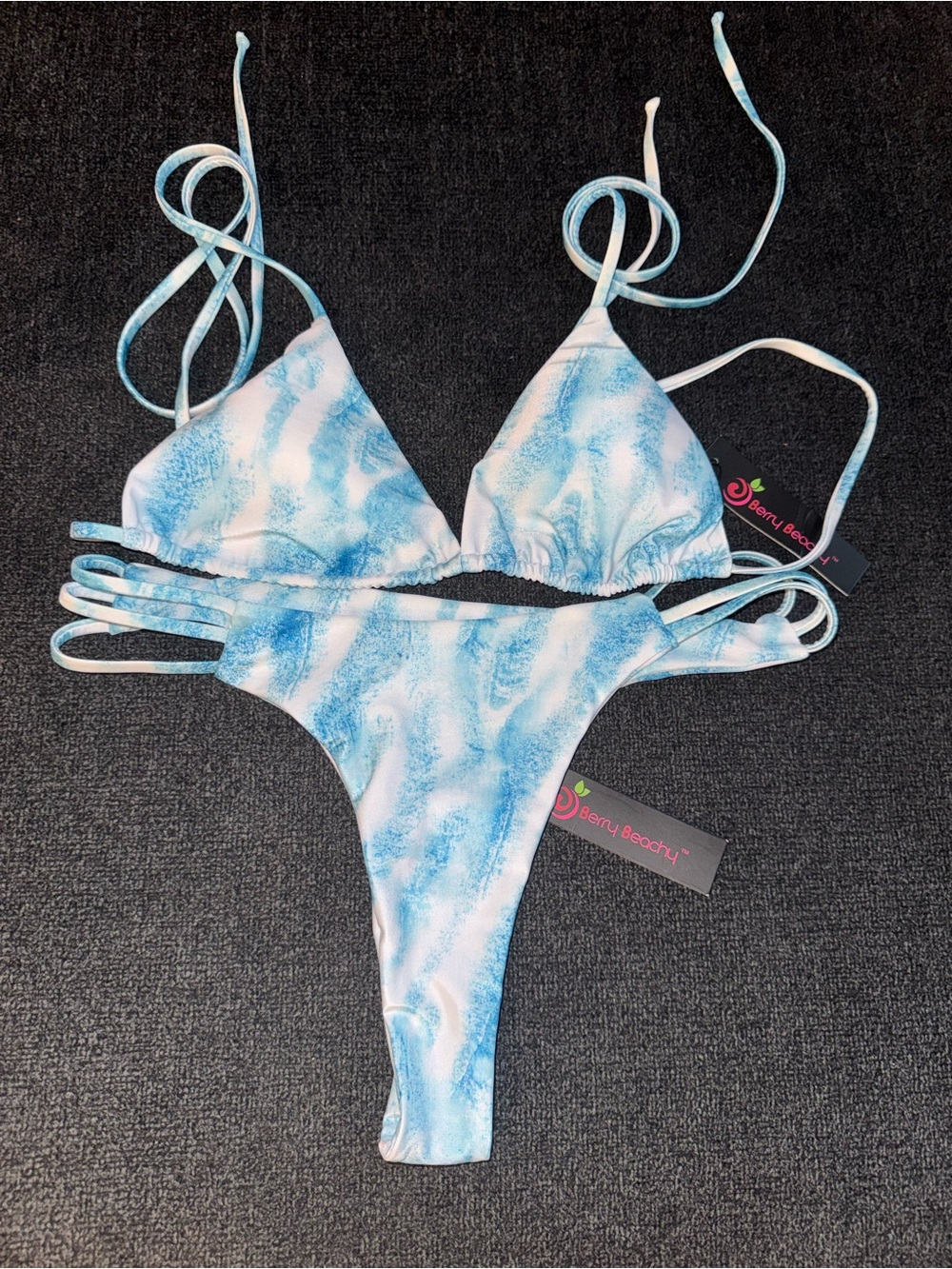 Berry Beachy Blue Tie-Dye Triangle Bikini